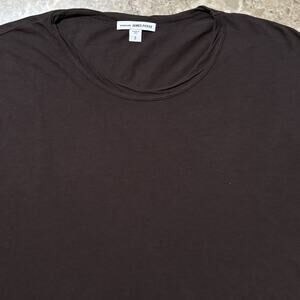 Standard James Perse Shirt Mens Large 3 Brown Clear Jersey Crew Made In USA